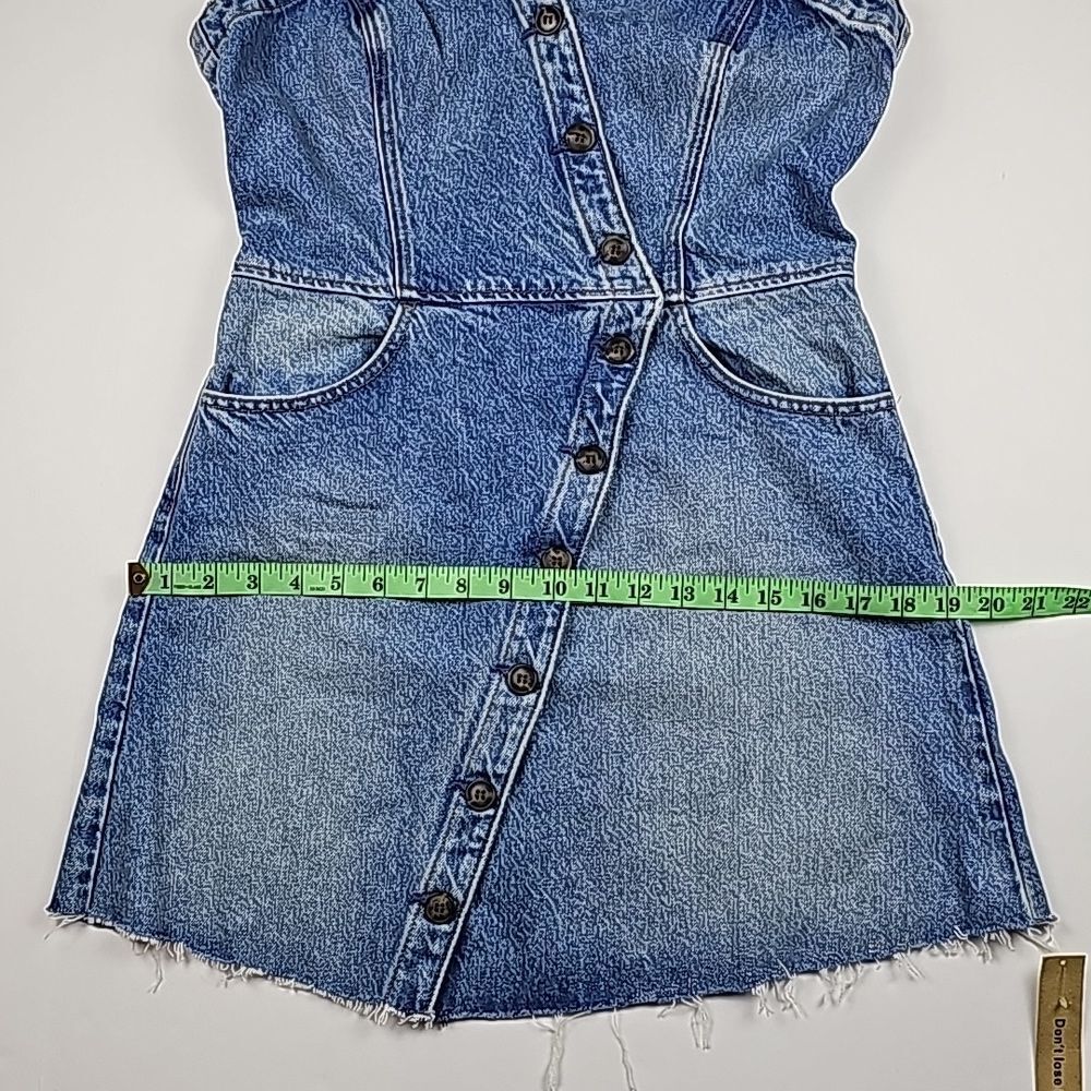 Reformation -772 Jeans Shasta Gabriela Raw Hem Button Up Denim Mini Dress Size 6 - Picture 11 of 12